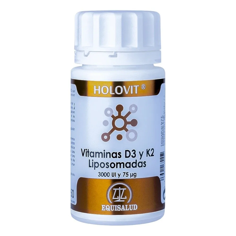 Holovit Vitaminas D3 y K2 Liposomadas 3000 UI y 75 mcg de Equisalud 50 cápsulas